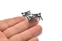 Black Sun Charm, 8 Oxidized Black Brass Sun Charms With 2 Loops (24x19x0.80mm) M02444