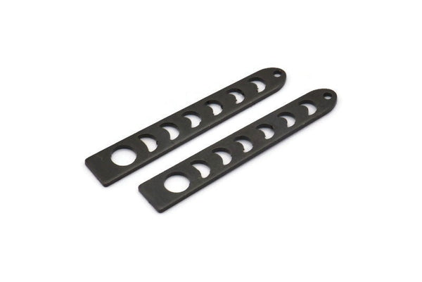 Black Moon Charm, 10 Oxidized Black Brass Moon Phases Charms With 1 Hole (35x6x5x0.80mm) M02343