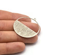 Silver Circle Charm, 2 Textured Antique Silver Plated Brass Circle Charms With 1 Loop, Pendants, Earrings, Findings (41x38x0.6mm) M02065