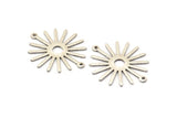 Silver Sun Charm, 10 Antique Silver Plated Brass Sun Connectors With 2 Loops, Pendants (29x25x0.80mm) M01641 H0714