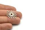 Silver Sun Charm, 10 Antique Silver Plated Brass Sun Connectors With 2 Loops, Pendants (29x25x0.80mm) M01641 H0714