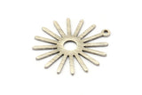 Silver Sun Charm, 10 Textured Antique Silver Plated Brass Sun Charms With 1 Loop (27x0.80mm)  M01646 H0899