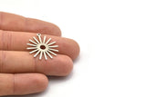 Silver Sun Charm, 10 Antique Silver Plated Brass Sun Charms With 1 Loop (27x0.80mm) M01643