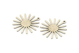 Silver Sun Charm, 10 Antique Silver Plated Brass Sun Charms With 1 Loop (27x0.80mm) A1727 M01676