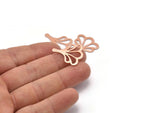 Copper Leaf Blank, 8 Raw Copper Flower Blanks, Findings (25x21x0.80mm) M03286