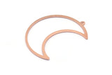 Copper Moon Charm, 4 Raw Copper Crescent Moon Charms With 1 Loop (37x15x0.80mm) M115