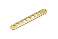Brass Oval Charm, 6 Hammered Raw Brass Moon Phases Blanks, Brass Necklace Bar Charms With 1 Hole, Long Bar Pendants (50x7x0.80mm) M03320