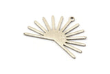 Silver Sun Charm, 6 Antique Silver Plated Brass Sun Charms With 1 Loop (22x30x0.80mm) M02268