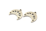 Silver Moon Charm, 10 Textured Antique Silver Plated Brass Crescent Moon Phases Charms With 1 Loop And 2 Holes (15x9x1mm) M01849