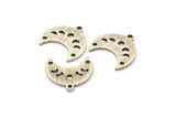 Silver Moon Charm, 10 Textured Antique Silver Plated Brass Crescent Moon Phases Charms With 1 Loop And 2 Holes (15x9x1mm) M01849