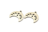 Silver Moon Charm, 12 Antique Silver Plated Brass Crescent Moon Phases Charms With 1 Loop And 1 Hole (15x9x1mm) M01993 H0972