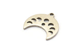 Silver Moon Charm, 12 Antique Silver Plated Brass Crescent Moon Phases Charms With 1 Loop And 1 Hole (15x9x1mm) M01993 H0972