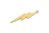Gold Lightning Charm, 4 Gold Plated Brass, Gold Lightning Charms With 1 Loop (35x8x0.80mm) M02472