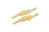 Gold Lightning Charm, 4 Gold Plated Brass, Gold Lightning Charms With 1 Loop (35x8x0.80mm) M02472