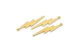Gold Lightning Charm, 4 Gold Plated Brass, Gold Lightning Charms With 1 Loop (35x8x0.80mm) M02472