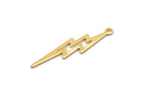 Gold Lightning Charm, 4 Gold Plated Brass, Gold Lightning Charms With 1 Loop (35x8x0.80mm) M02474