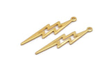 Gold Lightning Charm, 4 Gold Plated Brass, Gold Lightning Charms With 1 Loop (35x8x0.80mm) M02474