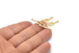 Gold Lightning Charm, 4 Gold Plated Brass, Gold Lightning Charms With 1 Loop (35x8x0.80mm) M02474