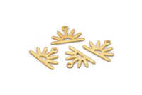 Gold Sun Charm, 10 Textured Gold Plated Brass Sun Charms With 1 Loop (10x15x0.80mm) M02411