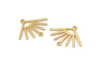 Gold Sun Charm, 4 Textured Gold Plated Brass Sun Charms With 2 Loops (24x19x0.80mm) M02452