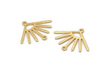 Gold Sun Charm, 4 Textured Gold Plated Brass Sun Charms With 2 Loops (24x19x0.80mm) M02452