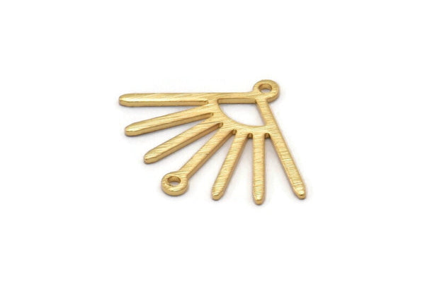 Gold Sun Charm, 4 Textured Gold Plated Brass Sun Charms With 2 Loops (24x19x0.80mm) M02452