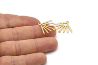 Gold Sun Charm, 4 Textured Gold Plated Brass Sun Charms With 2 Loops (24x19x0.80mm) M02452
