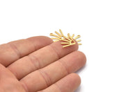 Gold Sun Charm, 8 Textured Gold Plated Brass Sun Charms With 1 Loop (18x15x0.80mm) M02426