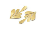 Brass Leaf Charm, 12 Raw Brass Textured Leaf Charm Earrings With 1 Hole, Findings (46x26x0.60mm) D846