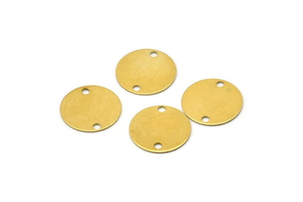 Brass Stamping Tag, 50 Raw Brass With 2 Holes Connectors, Findings, Stamping Tags (12mm) Brs 69 A0255