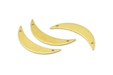Crescent Moon Charm, 24 Raw Brass Moon Charms With 2 Holes (36x7x0.80mm) V105