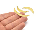 Crescent Moon Charm, 24 Raw Brass Moon Charms With 2 Holes (36x7x0.80mm) V105