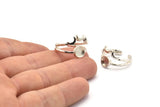 Silver Ring Setting, 2 Pieces 925k Silver Plated Brass Moon And Planet Ring With 1 Stone Settings - Pad Size 6mm N1275 H0940