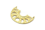 Moon Phases Pendant, 3 Raw Brass Semi Circle Pendants With 2 Loops, Earring Findings (37x14x0.8mm) U144