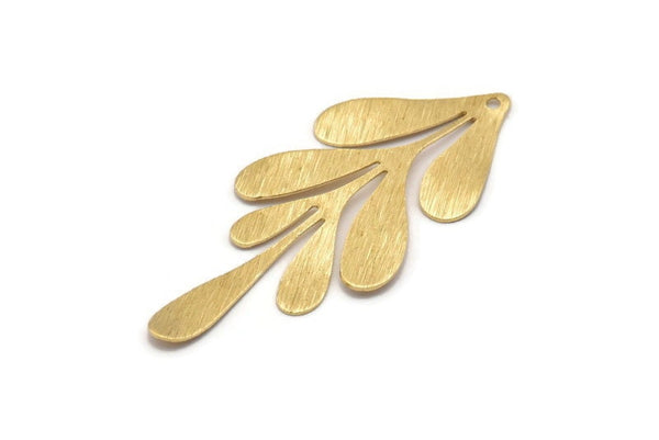 Brass Leaf Charm, 8 Raw Brass Textured Leaf Charm Earrings With 1 Hole, Findings (62x26x0.60mm) D0680