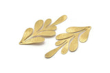 Brass Leaf Charm, 8 Raw Brass Textured Leaf Charm Earrings With 1 Hole, Findings (62x26x0.60mm) D0680