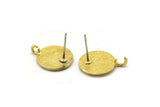 Brass Round Earring, 4 Raw Brass Moon Phases Shaped Round Stud Earrings With 1 Loop (17x13x1.5mm) N1908