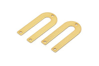Altın Geometrik Charm, 3 Delikli 6 Altın Kaplama Pirinç U Şeklinde Kolye, Charmlar, Bulgular (26x12x0,55 mm) E016 Q0499
