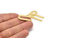 Altın Geometrik Charm, 3 Delikli 6 Altın Kaplama Pirinç U Şeklinde Kolye, Charmlar, Bulgular (26x12x0,55 mm) E016 Q0499