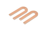 Rose Gold Geometric Charm, 6 Rose Gold Plated Brass U Shaped Pendants With 3 Holes, Charms, Findings (26x12x0.55mm) E016 Q0499