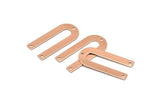 Rose Gold Geometric Charm, 6 Rose Gold Plated Brass U Shaped Pendants With 3 Holes, Charms, Findings (26x12x0.55mm) E016 Q0499