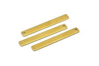 Tiny Rectangle Bar, 24 Raw Brass Rectangle Stamping Blanks with 1 Hole, Necklace Finding (40x5x0.80mm) U032