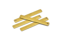 Tiny Rectangle Bar, 24 Raw Brass Rectangle Stamping Blanks with 1 Hole, Necklace Finding (40x5x0.80mm) U032