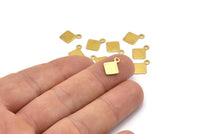 Square Necklace Charm, 500 Raw Brass Square Stamping Tags (7mm) Brs 8-8 A0259