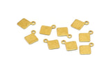 Square Necklace Charm, 100 Raw Brass Square Stamping Tags (7mm) Brs 8-8 A0259