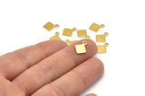Square Necklace Charm, 100 Raw Brass Square Stamping Tags (7mm) Brs 8-8 A0259