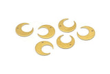 Brass Moon Charms, 24 Raw Brass Crescent Moon Charms With 1 Hole, Pendants, Earrings, Findings (14x13.5x5x0.8mm) E147