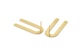 U Shape Earring, 4 Textured Gold Plated Brass U Shaped Stud Earrings (30x13x0.80mm) M167 A1592 Q1053