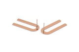 U Shape Earring, 4 Textured Rose Gold Plated Brass U Shaped Stud Earrings (30x13x0.80mm) M167 A1592 Q1053
