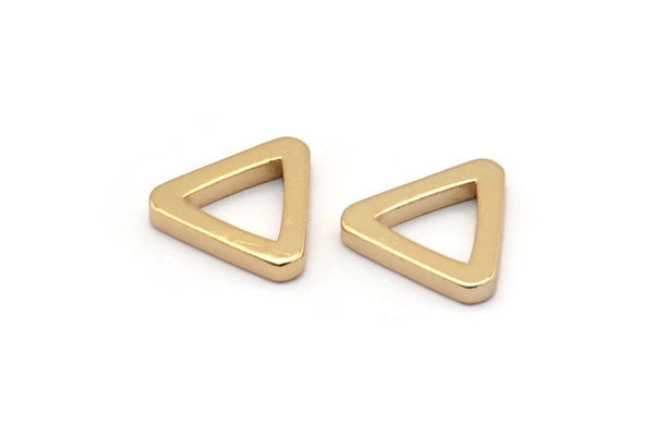 Triangle Charm - 8  Gold Plated Brass Triangle Charms (13x2mm) D0020 Q0081